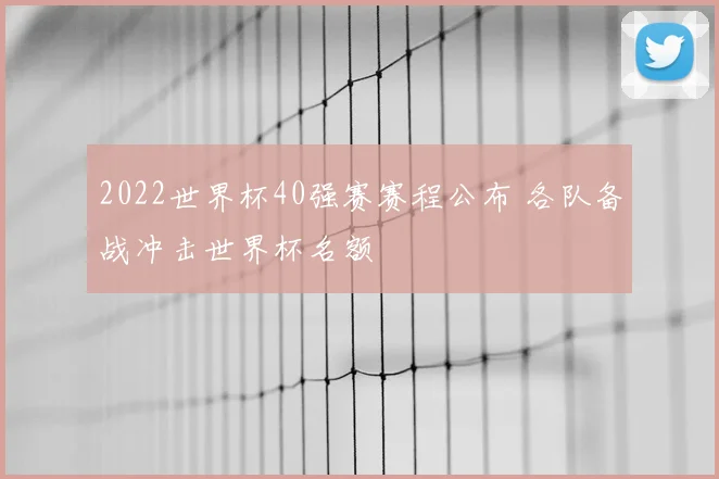 2022世界杯40强赛赛程公布 各队备战冲击世界杯名额
